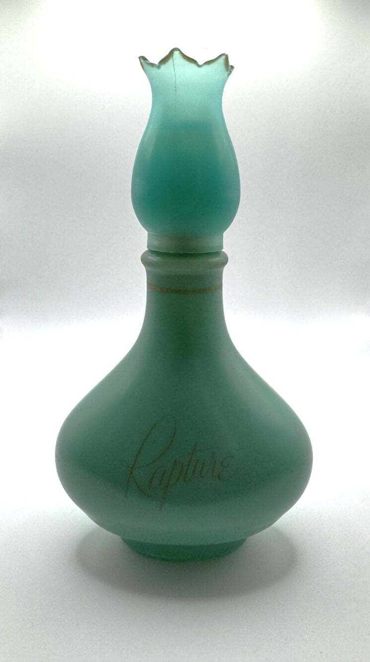 Vintage Avon Rapture Cologne Mist 3 Oz Empty Teal Green Glass Perfume Bottle